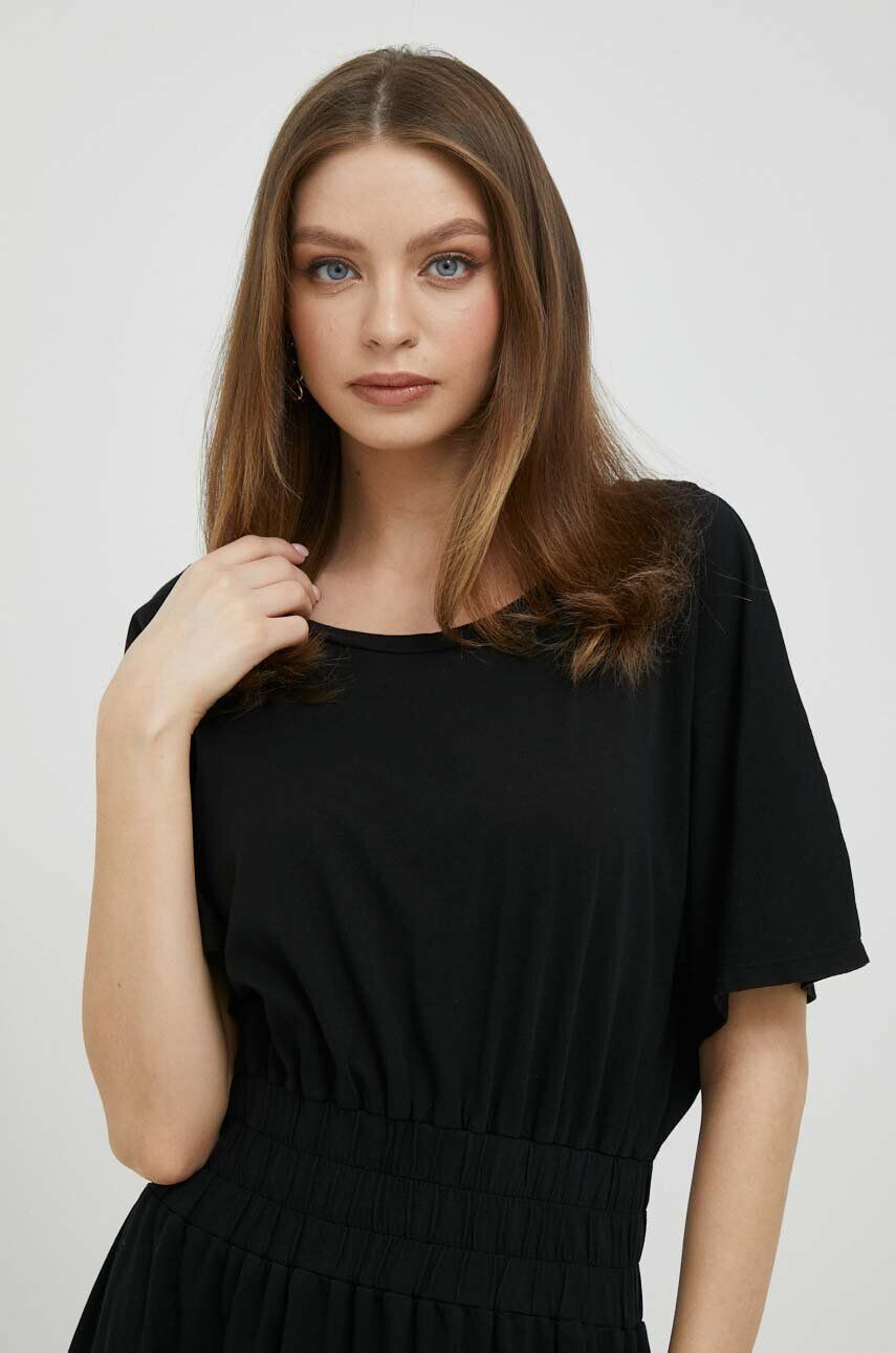 Deha rochie din bumbac culoarea negru maxi evazati - Pled.ro