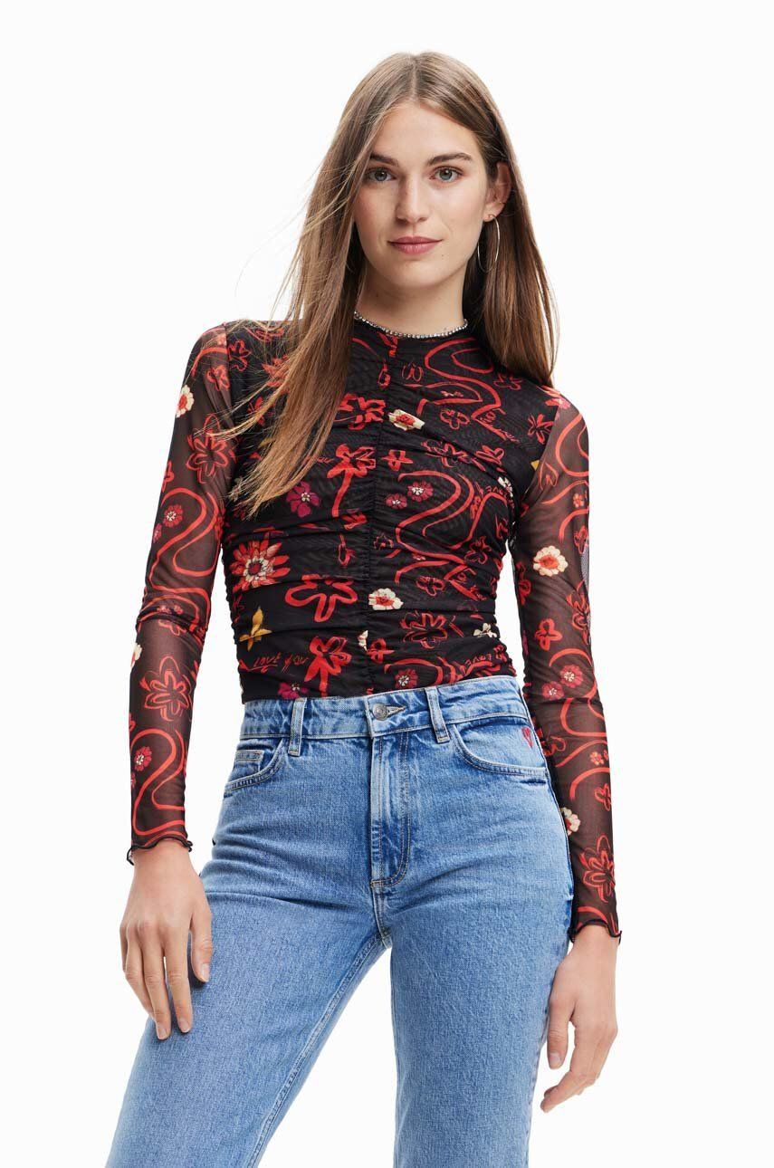 Desigual body femei culoarea negru cu turtleneck - Pled.ro