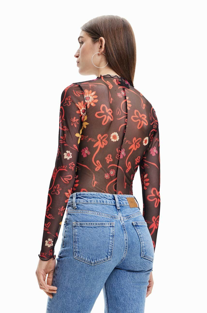 Desigual body femei culoarea negru cu turtleneck - Pled.ro