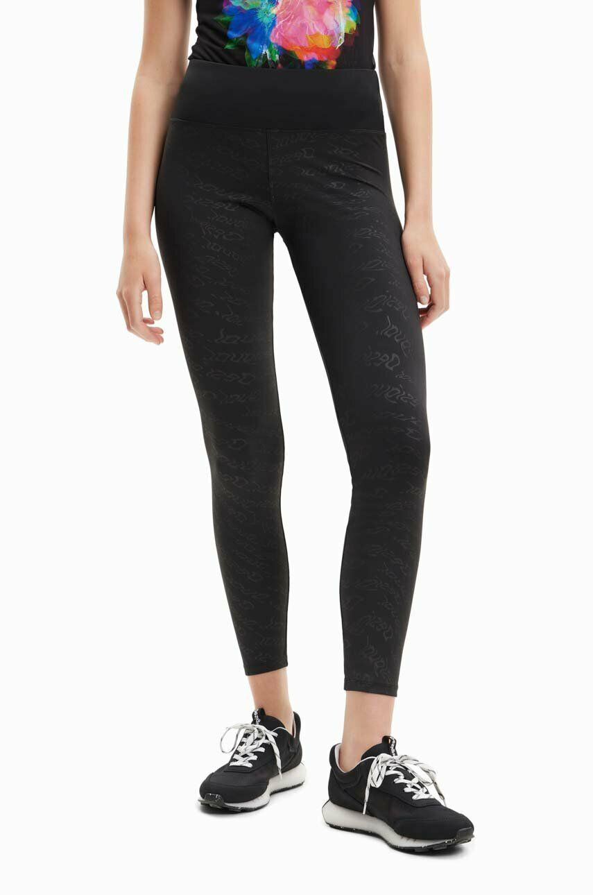 Desigual colanti femei culoarea negru neted - Pled.ro