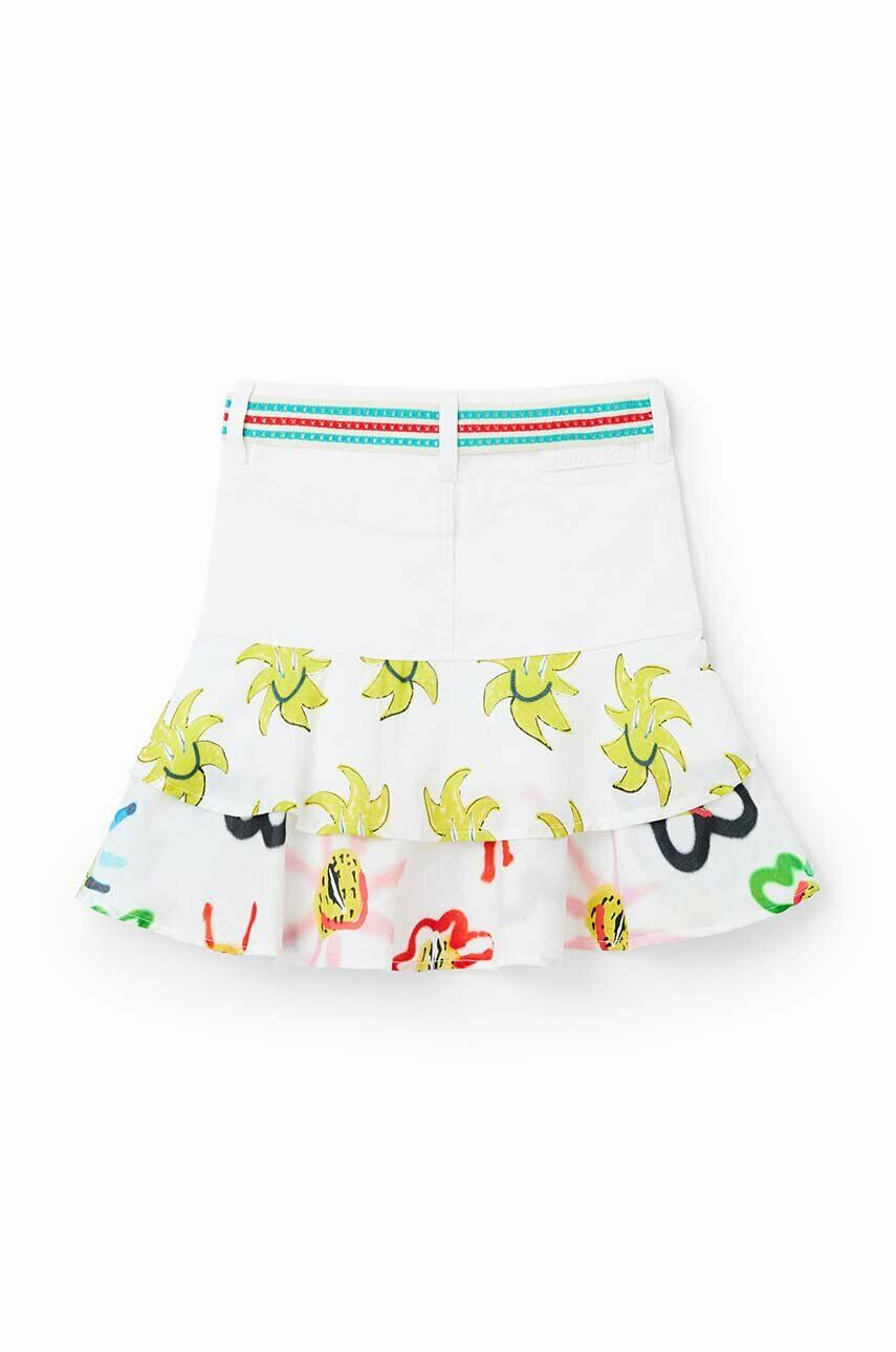 Desigual fusta fete culoarea alb mini evazati - Pled.ro