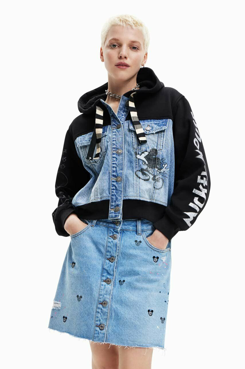 Desigual geaca femei culoarea negru de tranzitie oversize - Pled.ro