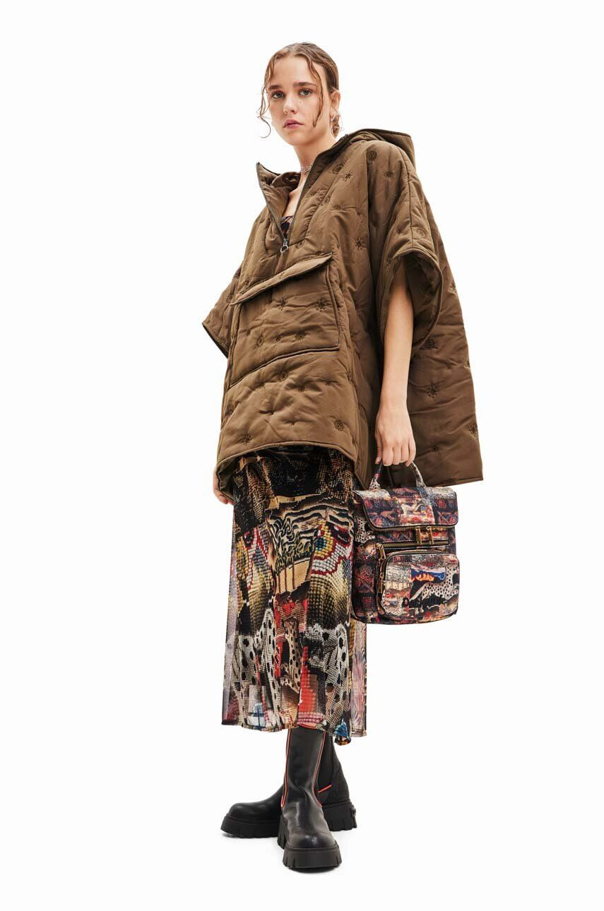 Desigual geaca copii femei culoarea maro de tranzitie oversize - Pled.ro