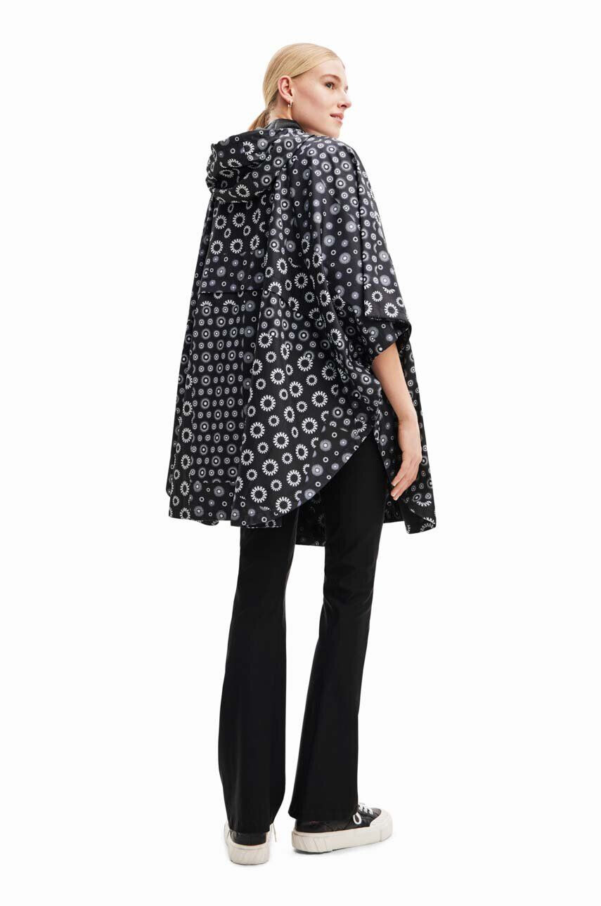 Desigual geaca de ploaie femei culoarea negru de tranzitie oversize - Pled.ro