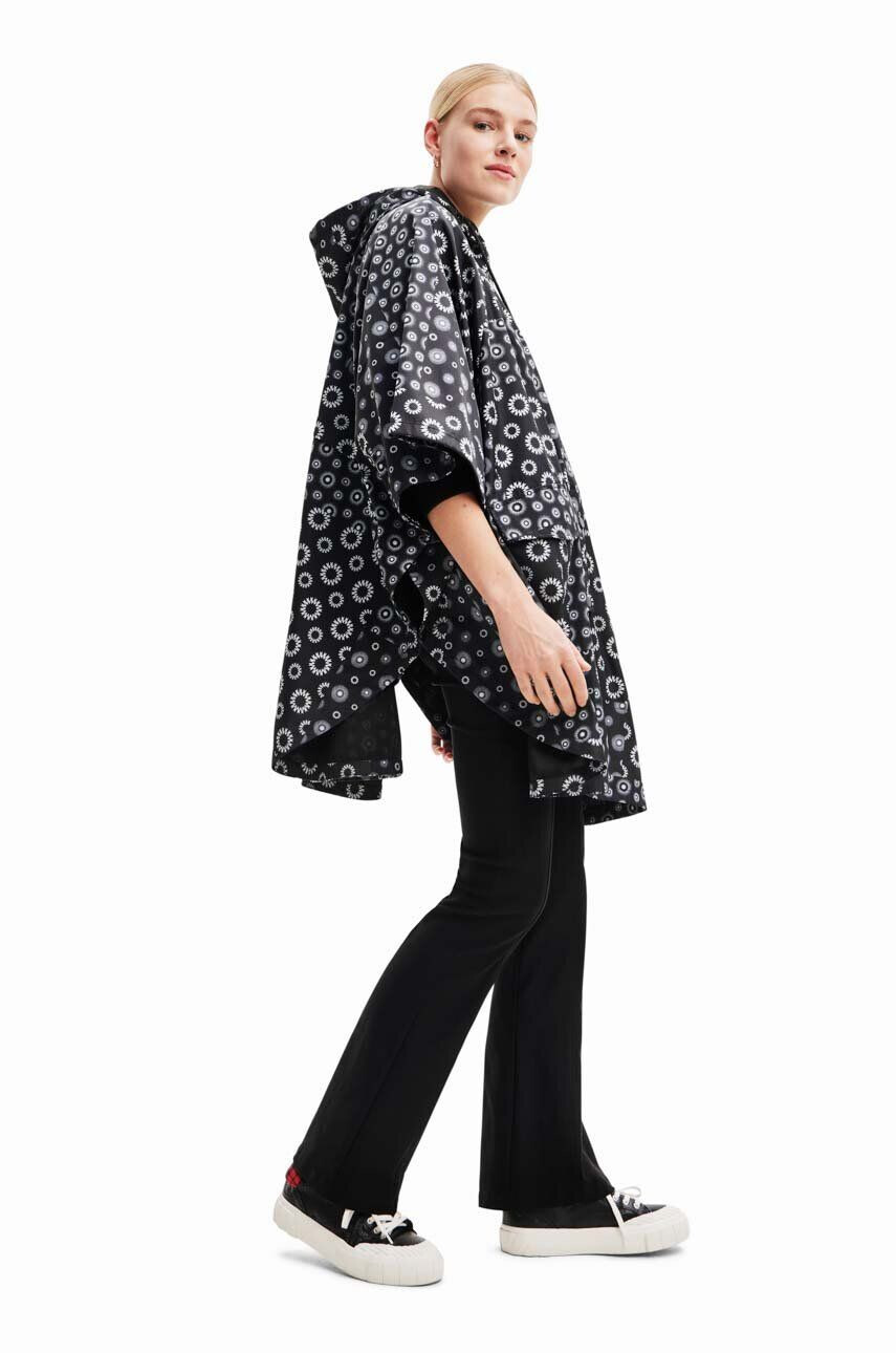 Desigual geaca de ploaie femei culoarea negru de tranzitie oversize - Pled.ro