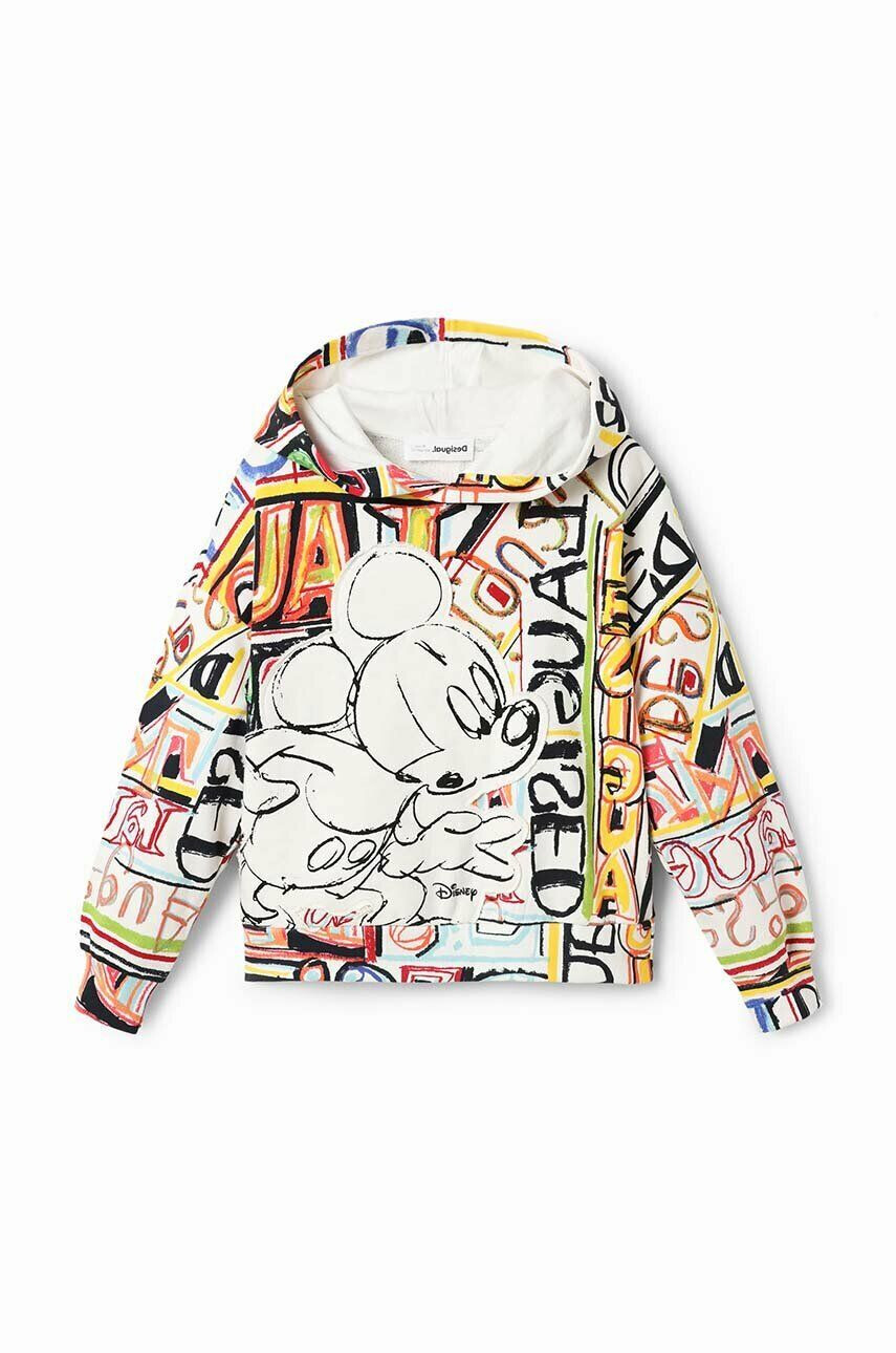 Desigual hanorac de bumbac pentru copii Disney's Mickey Mouse cu glugă modelator - Pled.ro