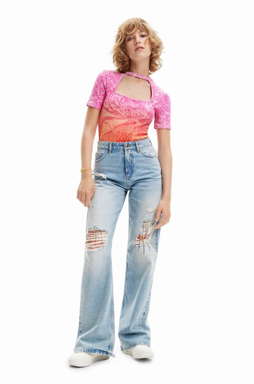 Desigual jeansi femei high waist - Pled.ro