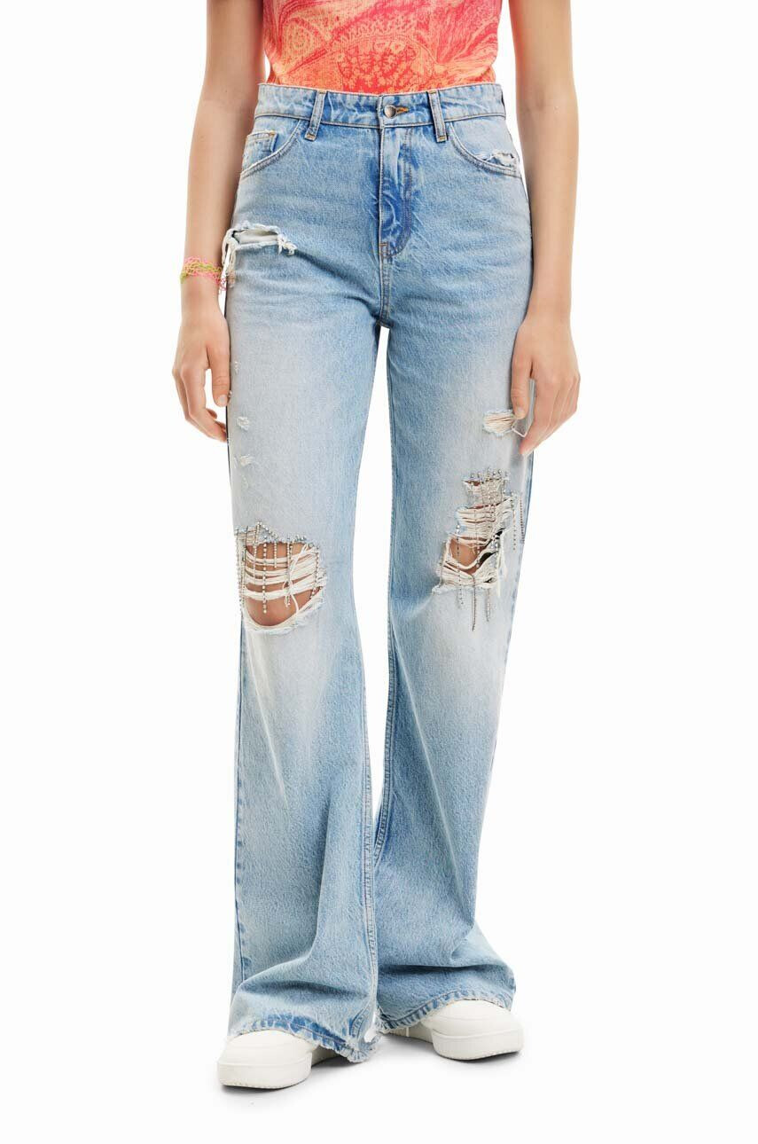 Desigual jeansi femei high waist - Pled.ro