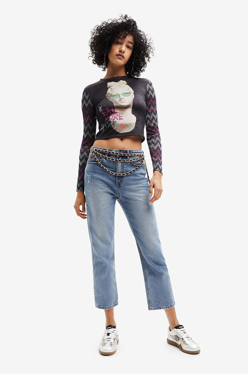 Desigual jeansi femei high waist - Pled.ro