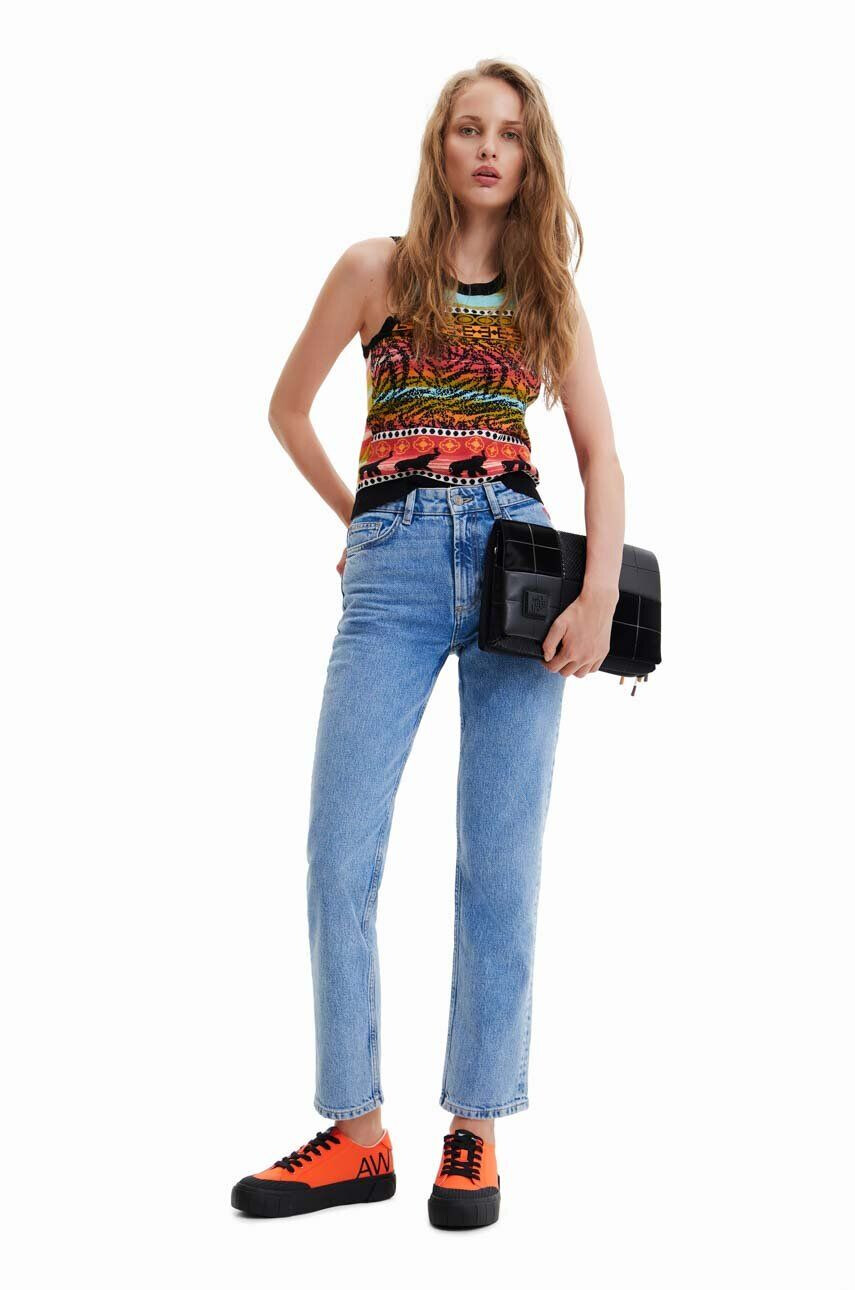 Desigual jeansi femei high waist - Pled.ro