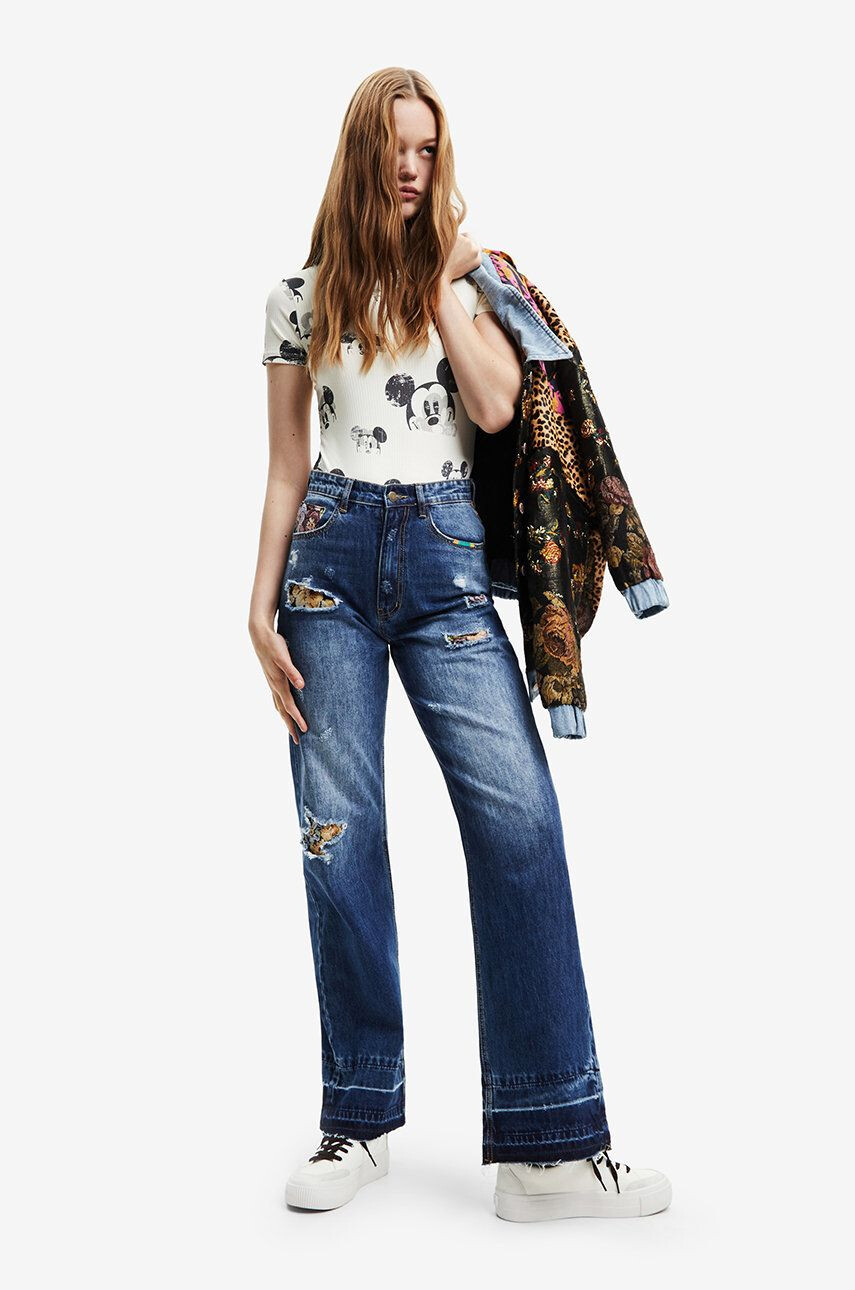 Desigual jeansi femei high waist - Pled.ro