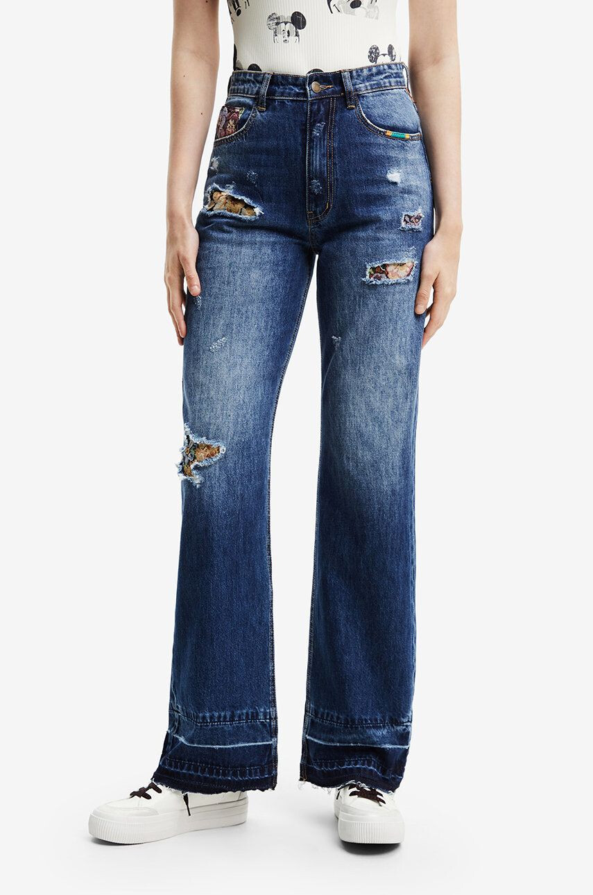 Desigual jeansi femei high waist - Pled.ro