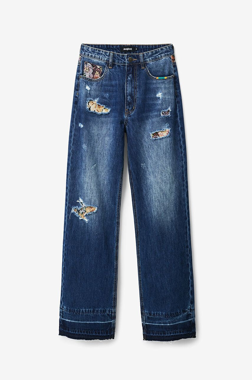 Desigual jeansi femei high waist - Pled.ro