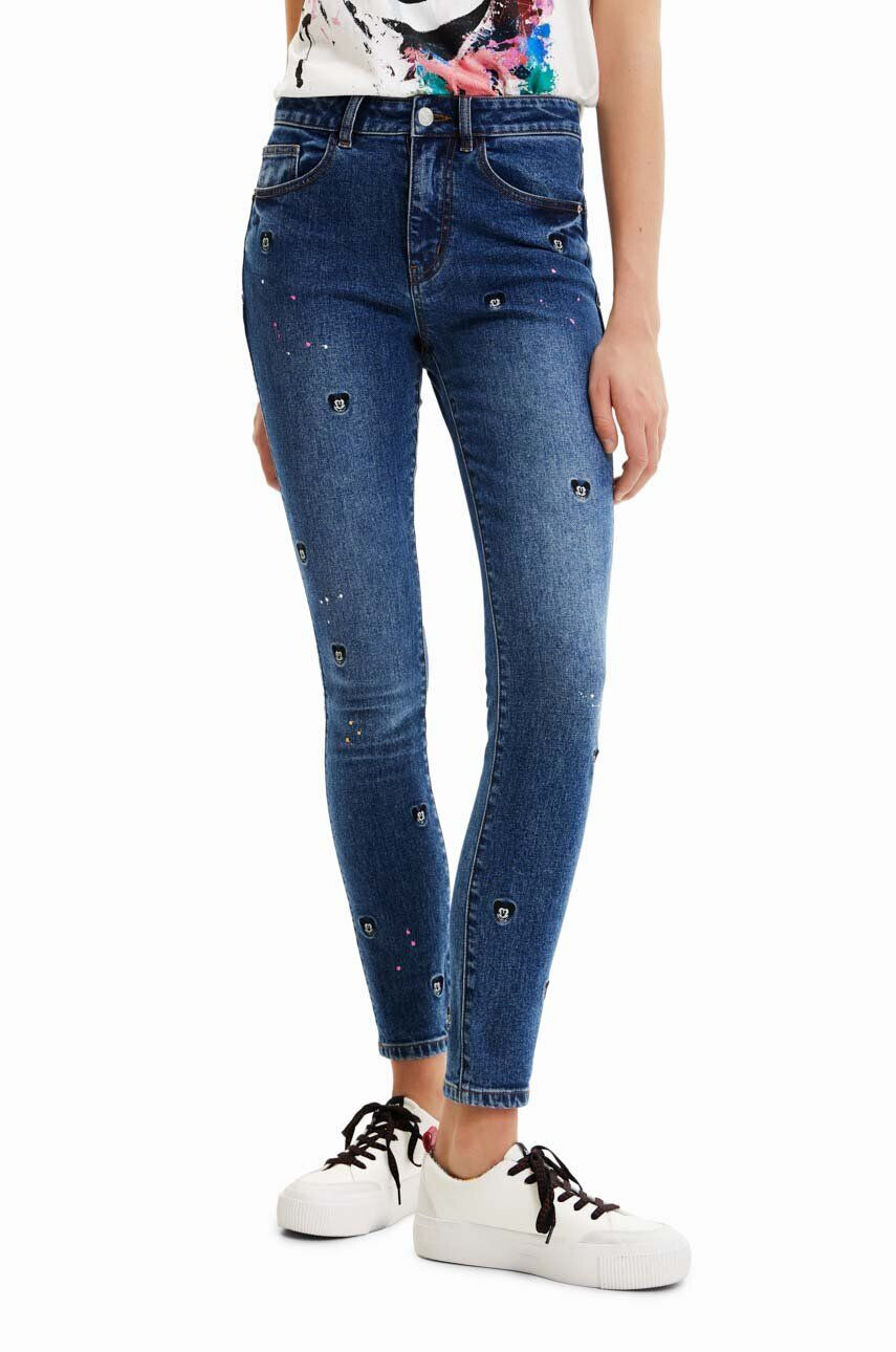 Desigual jeansi x Disney femei medium waist - Pled.ro