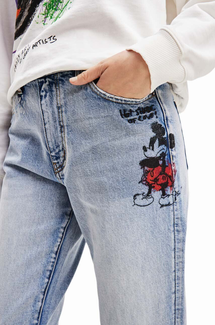 Desigual jeansi x Disney femei high waist - Pled.ro