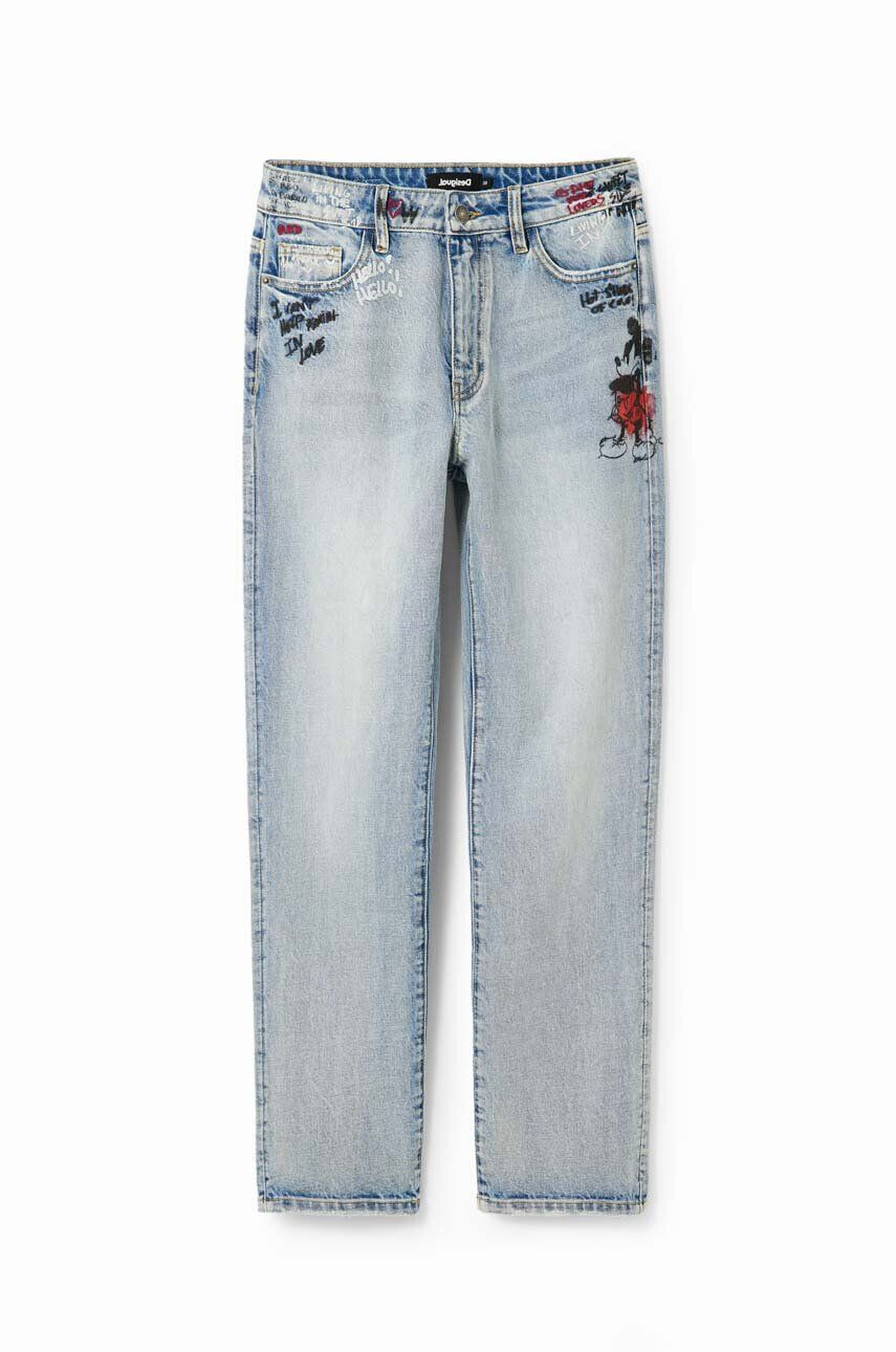 Desigual jeansi x Disney femei high waist - Pled.ro