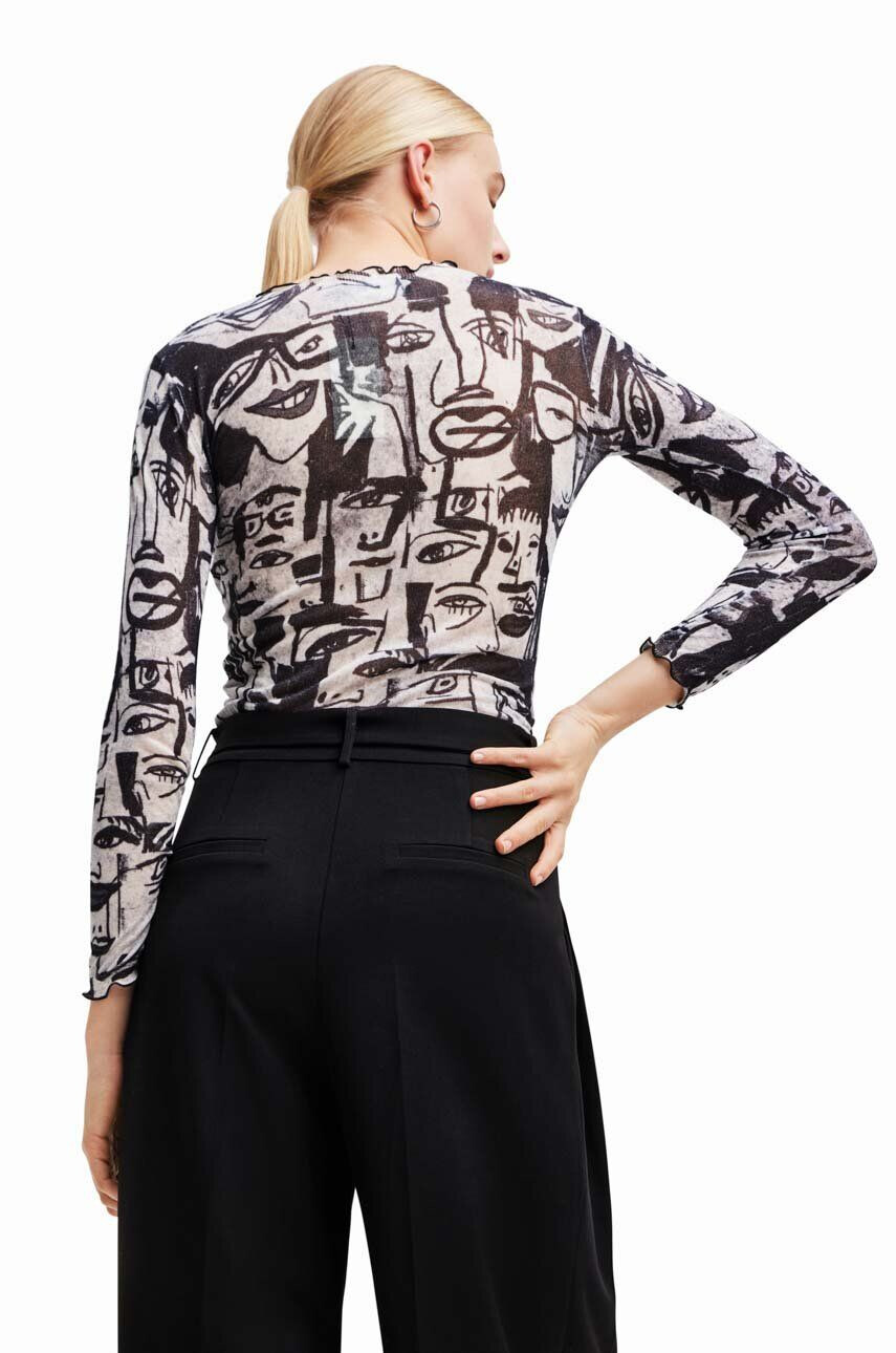 Desigual longsleeve x Javier Mariscal culoarea gri - Pled.ro