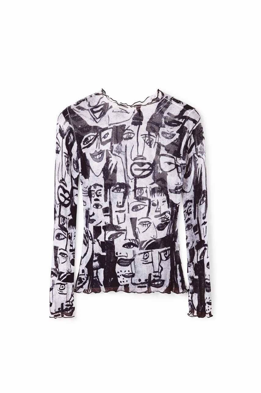 Desigual longsleeve x Javier Mariscal culoarea gri - Pled.ro