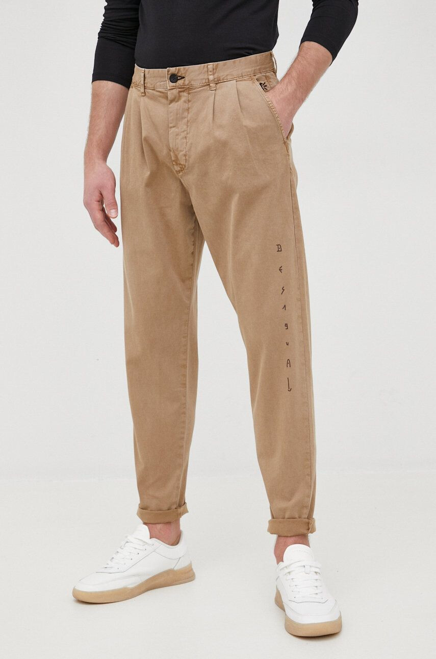 Desigual pantaloni barbati culoarea bej drept - Pled.ro