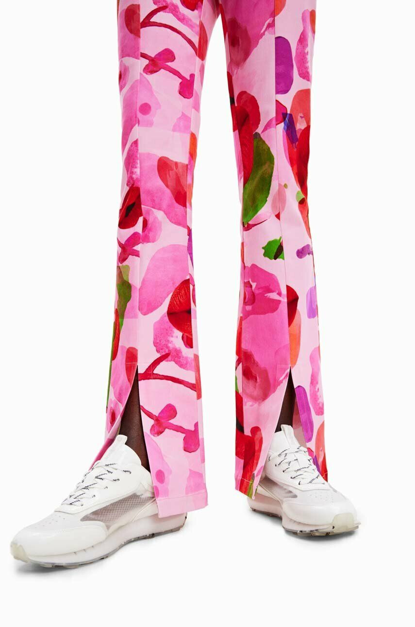 Desigual pantaloni femei culoarea roz mulata high waist - Pled.ro