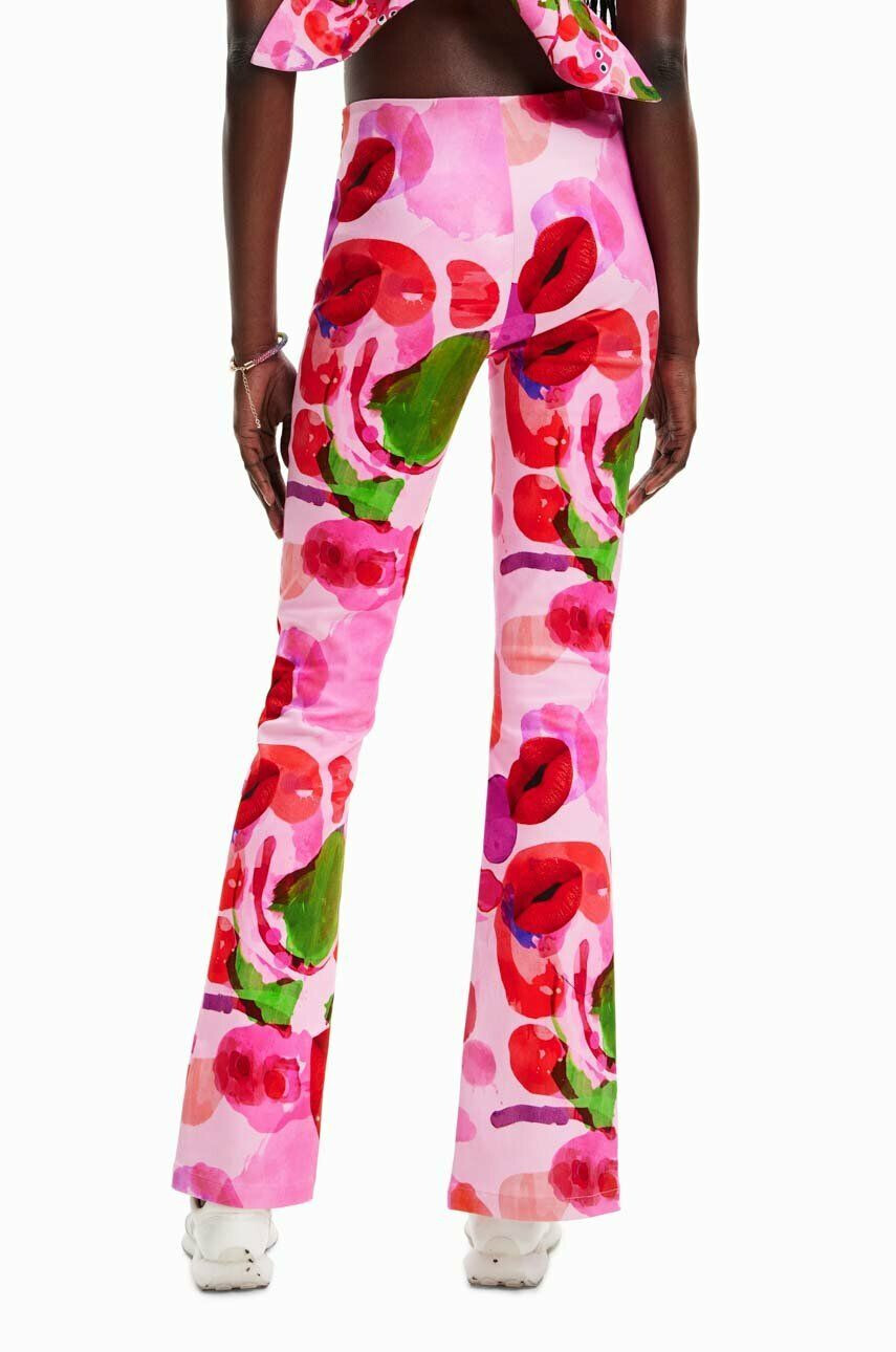 Desigual pantaloni femei culoarea roz mulata high waist - Pled.ro