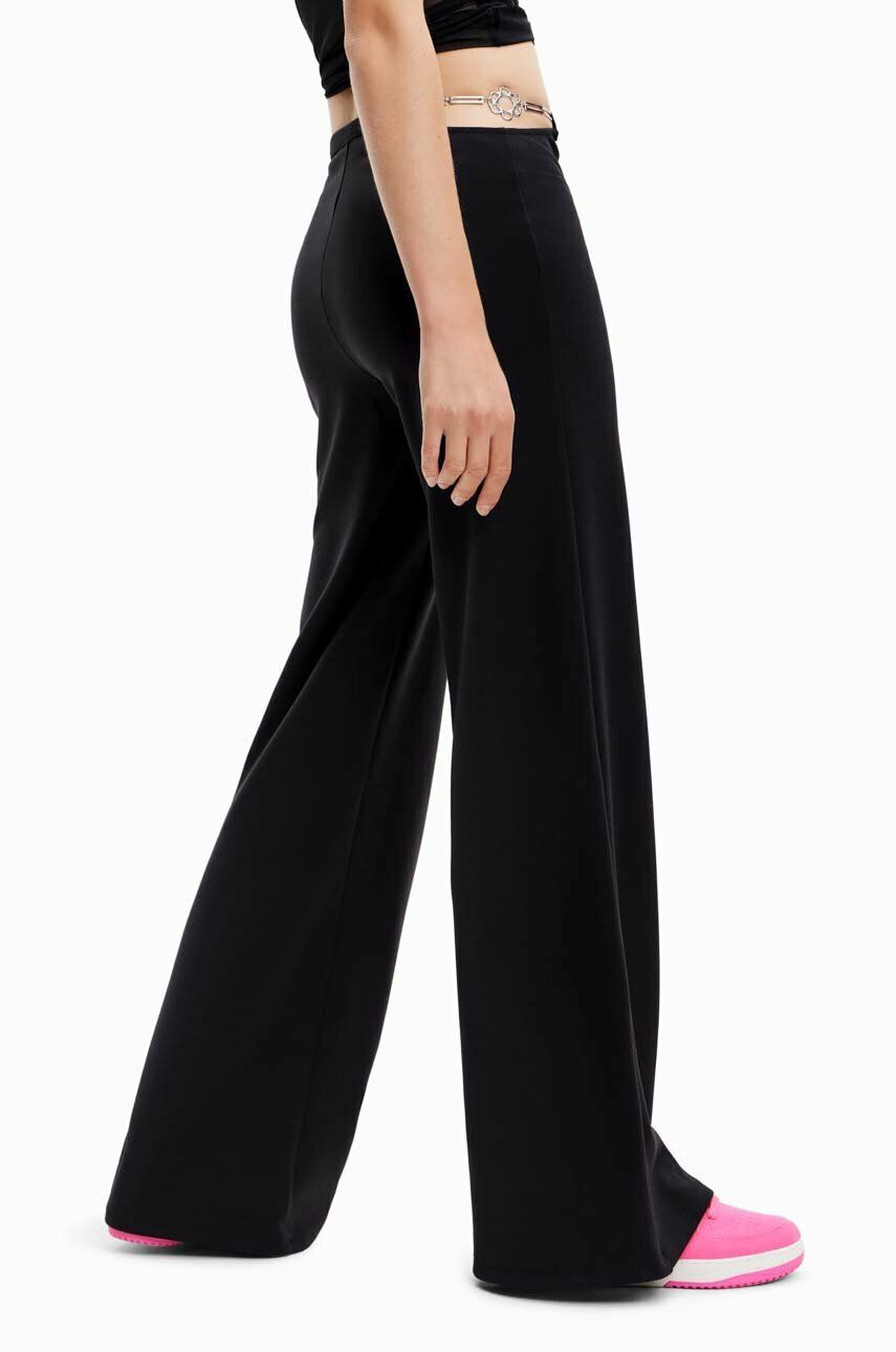 Desigual pantaloni femei culoarea negru lat high waist - Pled.ro