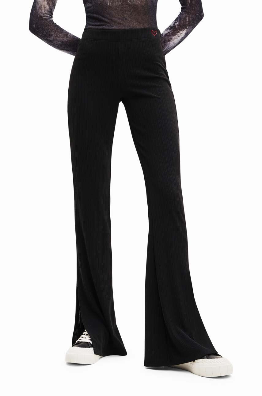 Desigual pantaloni femei culoarea negru drept medium waist - Pled.ro