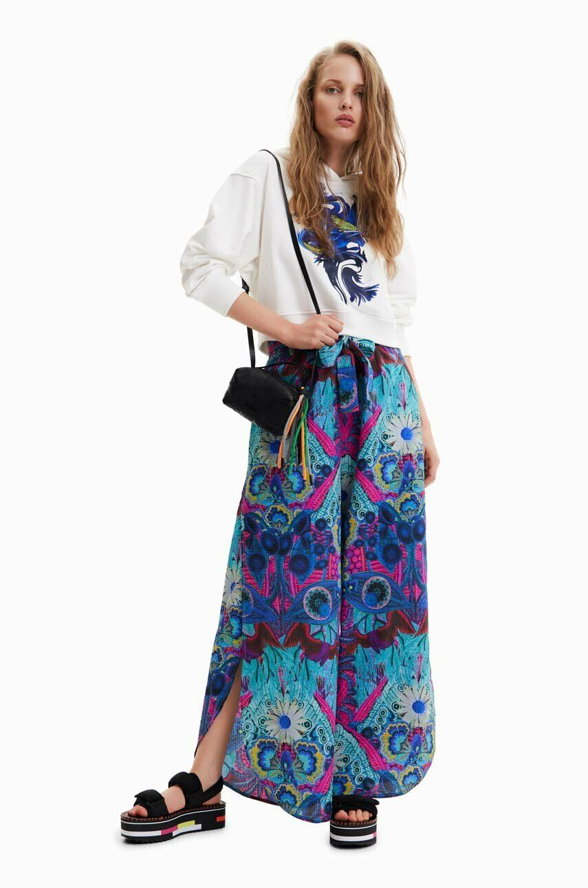 Desigual pantaloni de bumbac lat high waist - Pled.ro