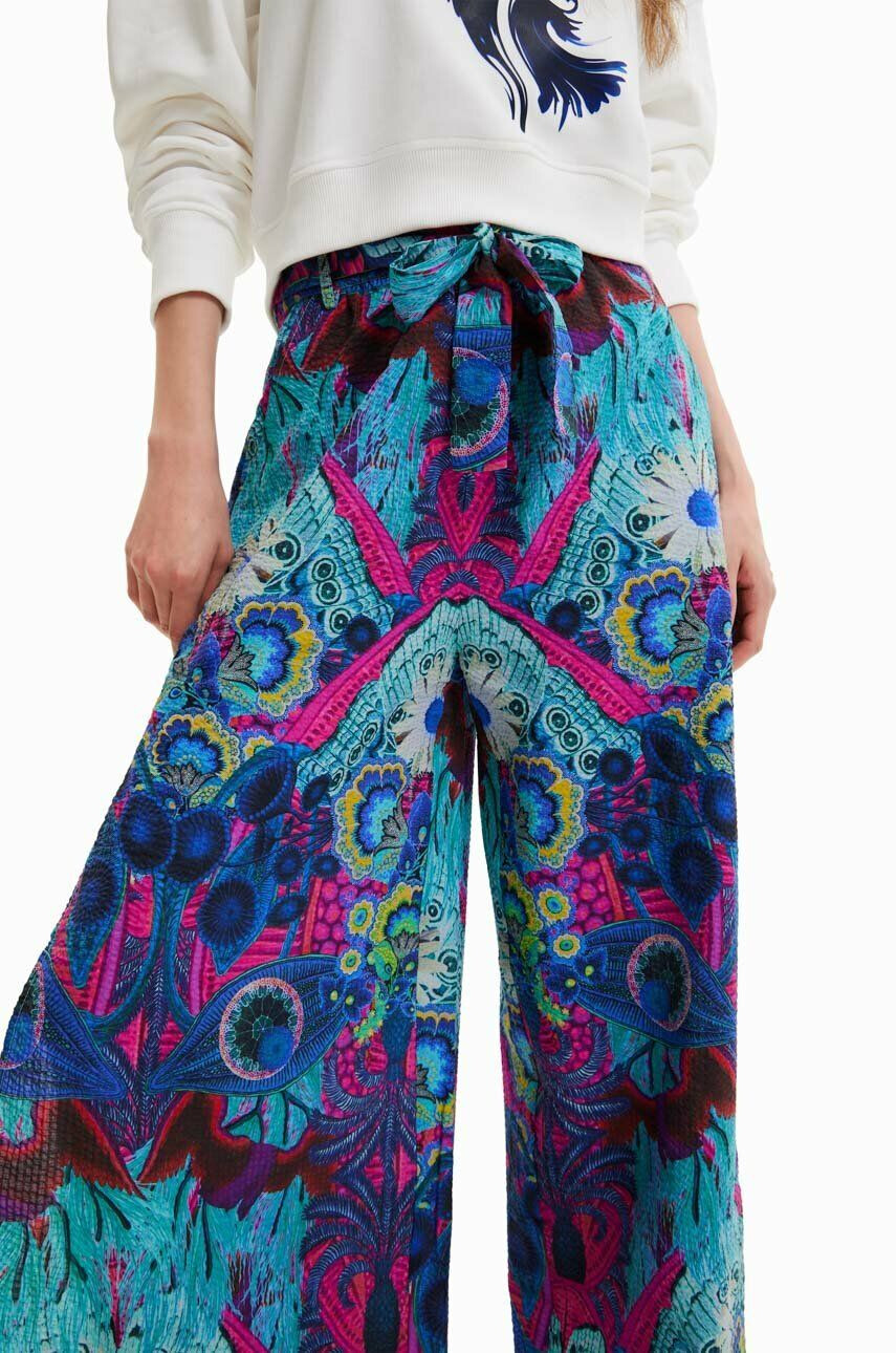 Desigual pantaloni de bumbac lat high waist - Pled.ro