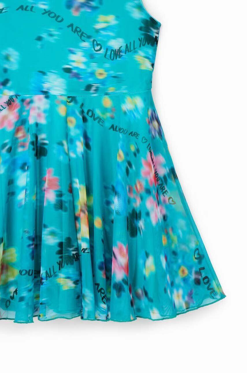 Desigual rochie din bumbac pentru copii culoarea turcoaz mini evazati - Pled.ro