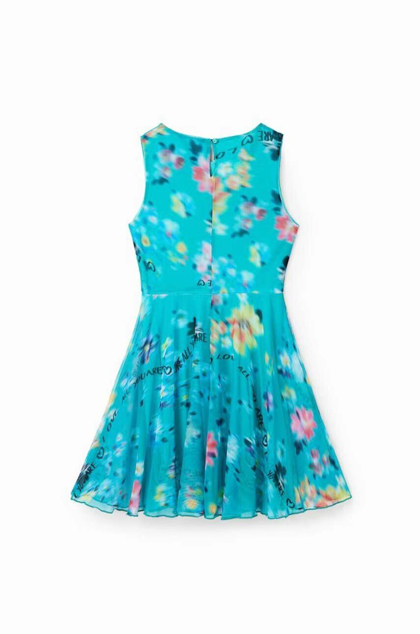 Desigual rochie din bumbac pentru copii culoarea turcoaz mini evazati - Pled.ro