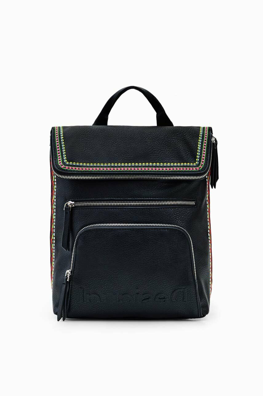 Desigual rucsac femei culoarea negru mare cu imprimeu - Pled.ro