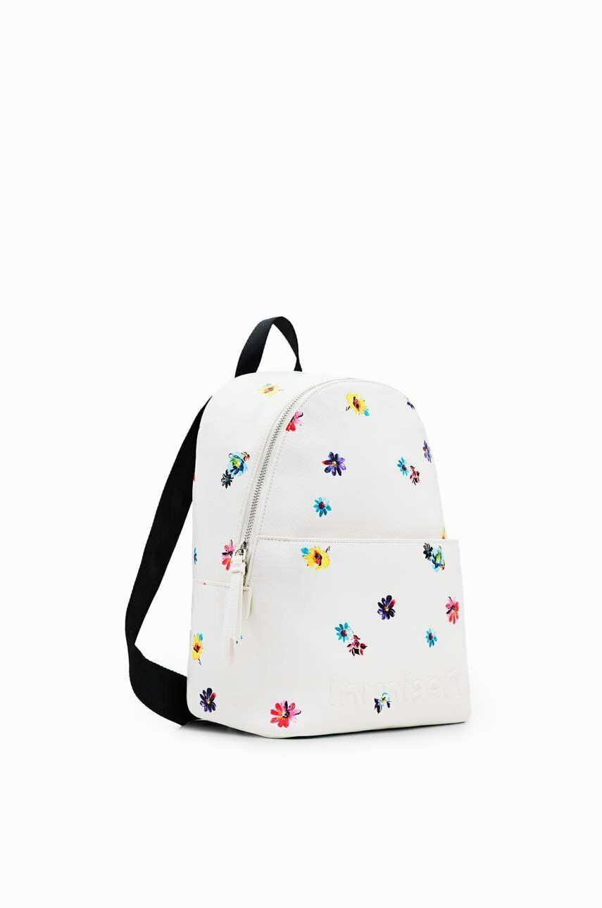 Desigual rucsac femei culoarea alb mic cu imprimeu - Pled.ro