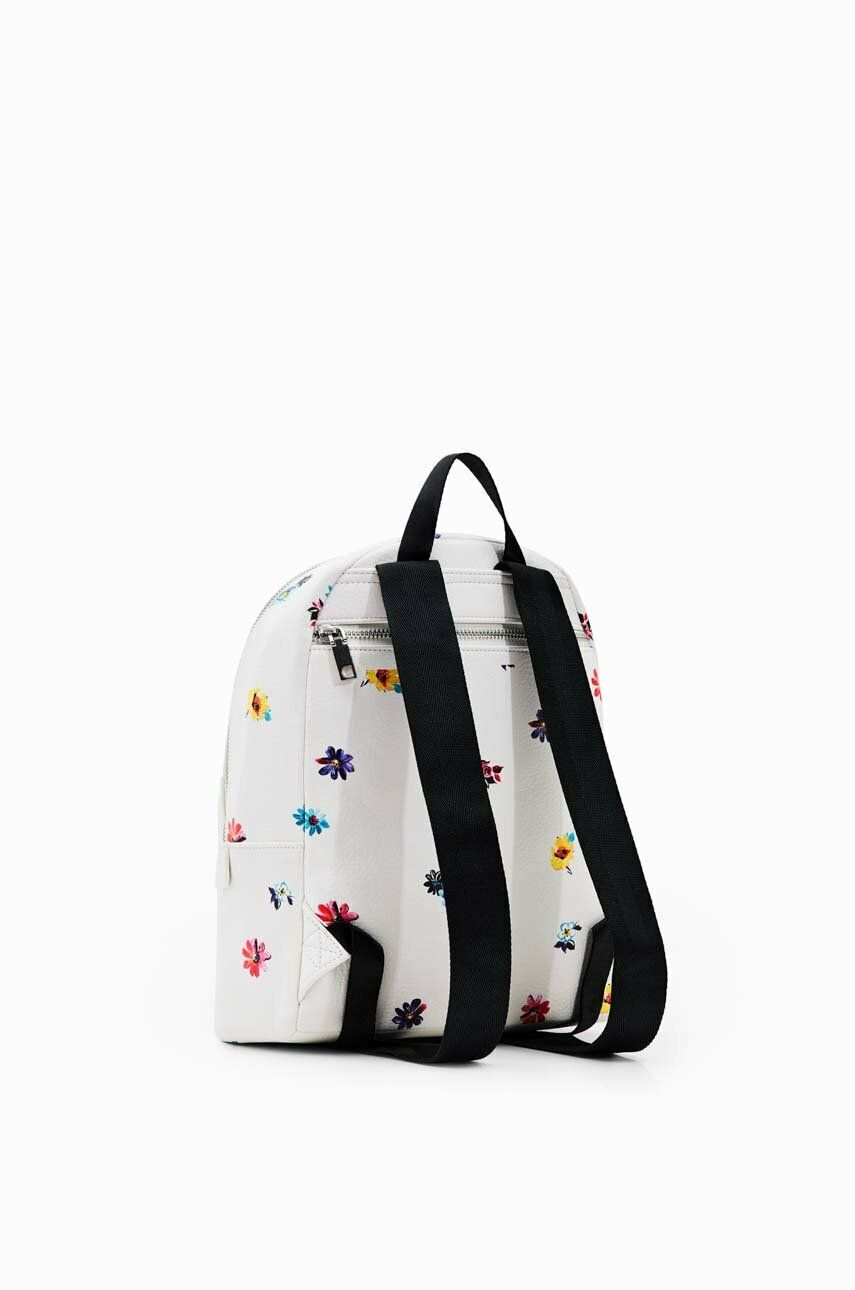 Desigual rucsac femei culoarea alb mic cu imprimeu - Pled.ro