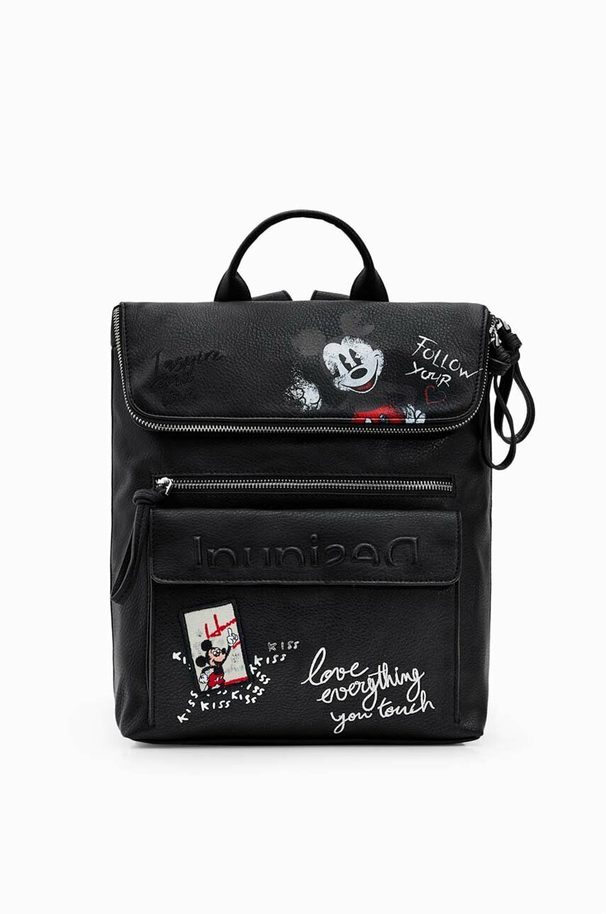 Desigual rucsac femei culoarea negru mare cu imprimeu - Pled.ro