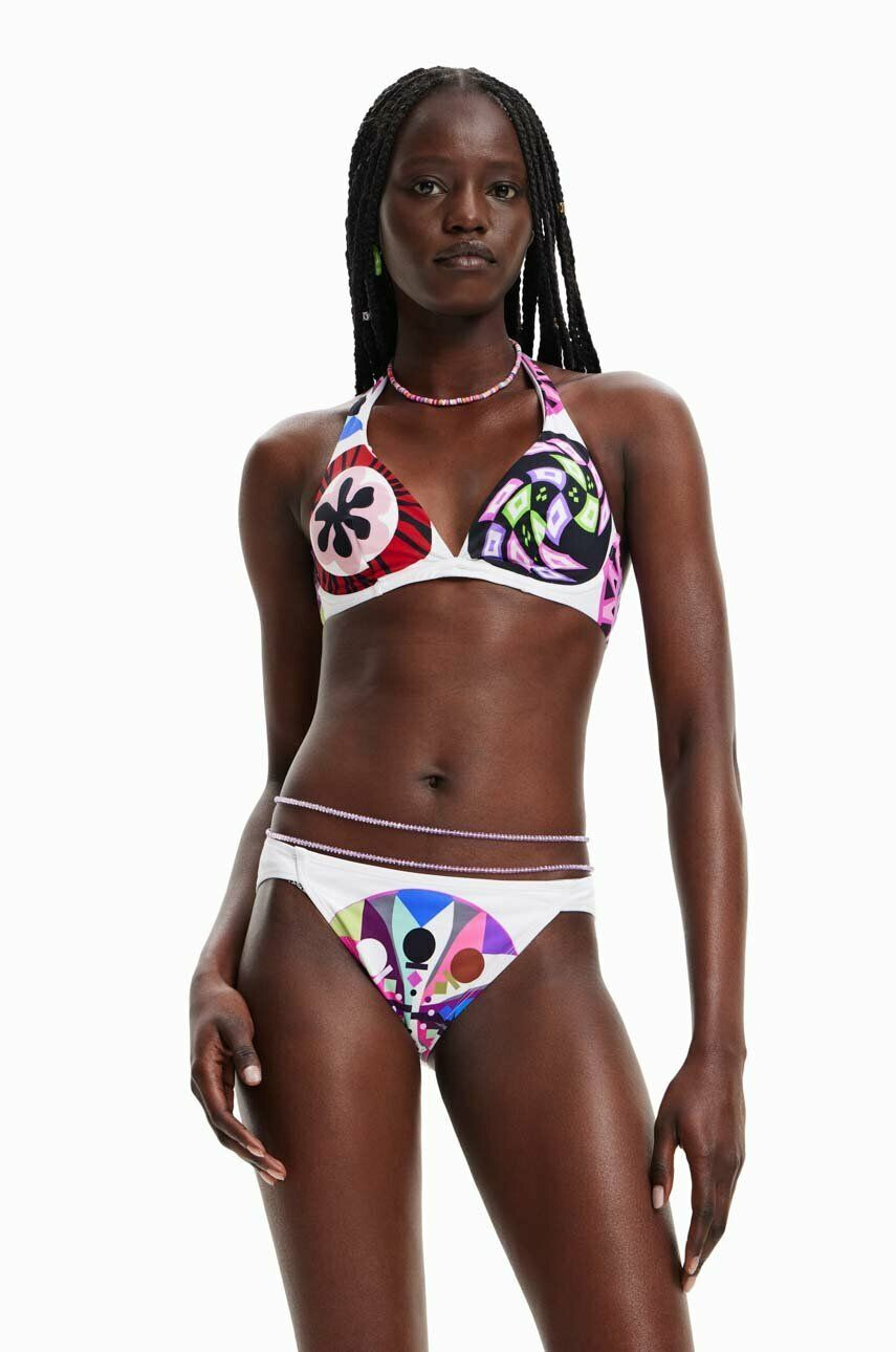 Desigual sutien de baie culoarea alb - Pled.ro