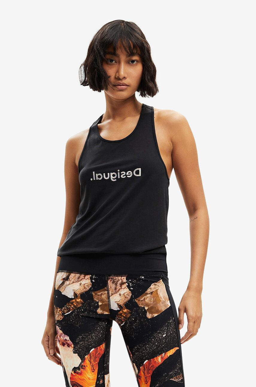 Desigual top femei culoarea negru - Pled.ro