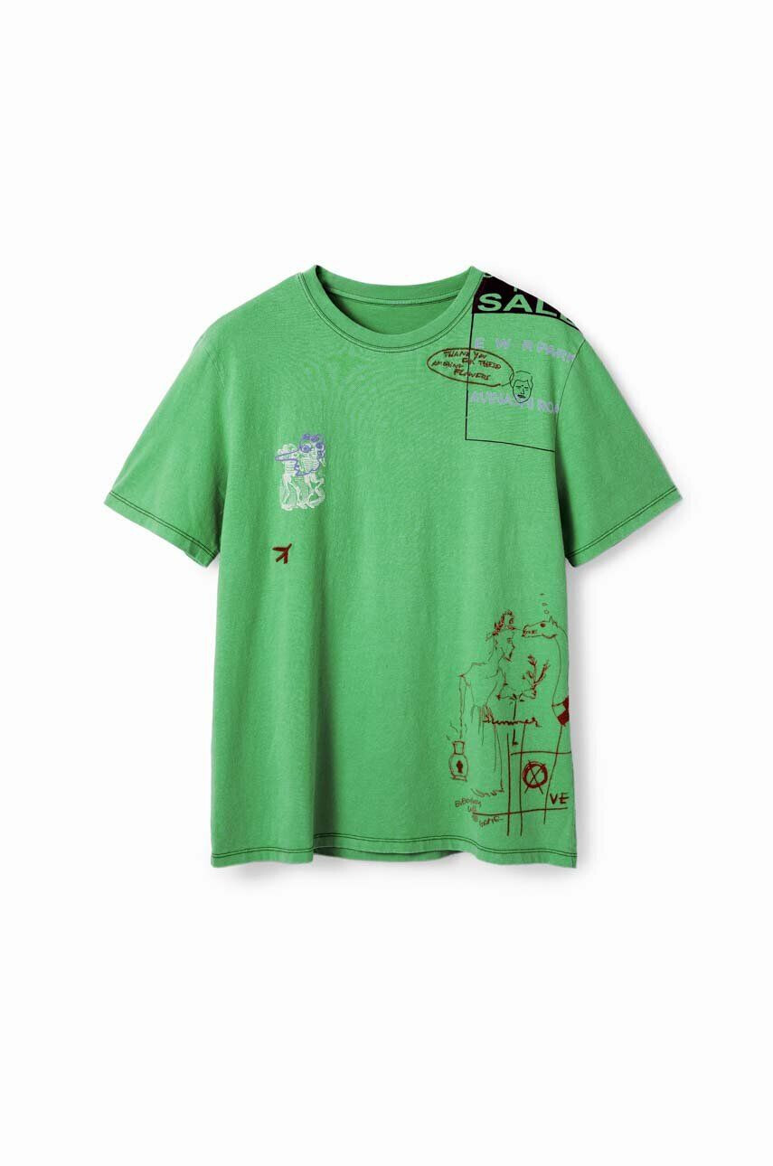 Desigual tricou din bumbac barbati culoarea verde modelator - Pled.ro