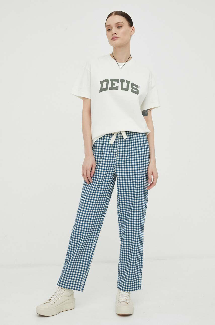 Deus Ex Machina pantaloni din amestec de in femei drept high waist - Pled.ro