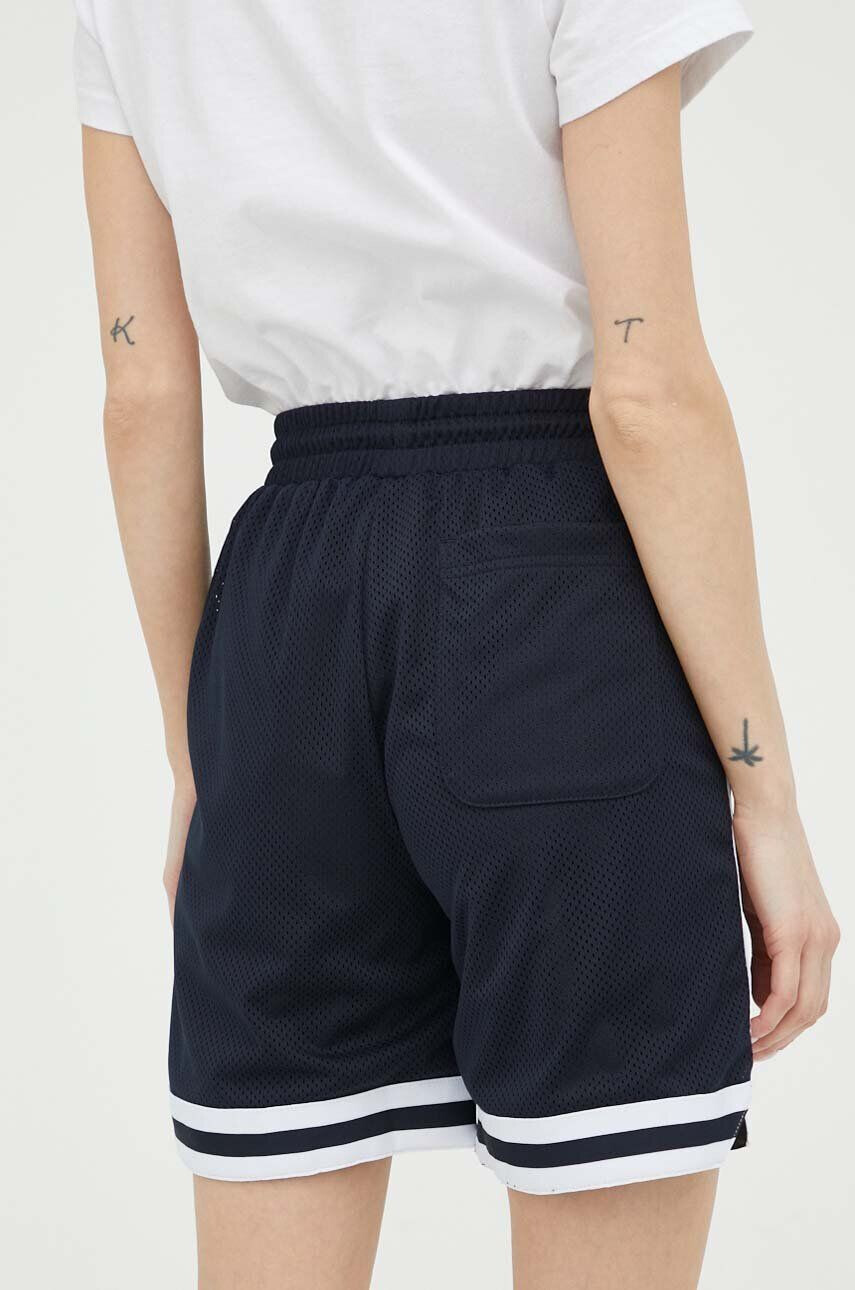 Deus Ex Machina pantaloni scurti femei culoarea albastru marin neted high waist - Pled.ro