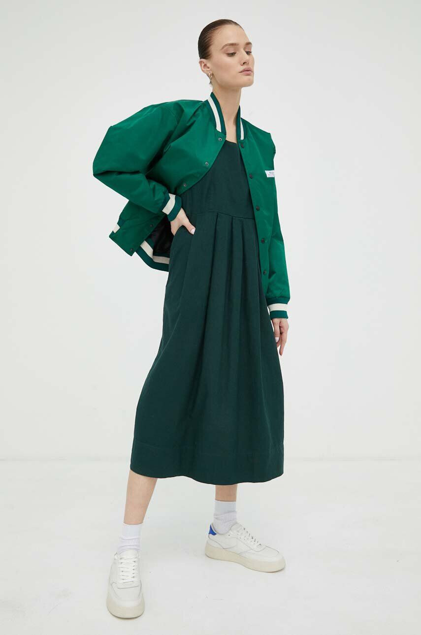 Deus Ex Machina rochie din in culoarea verde mini evazati - Pled.ro