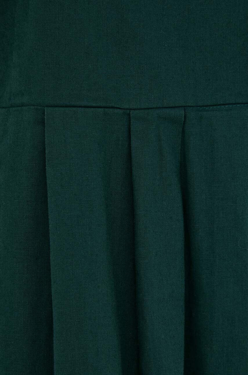 Deus Ex Machina rochie din in culoarea verde mini evazati - Pled.ro