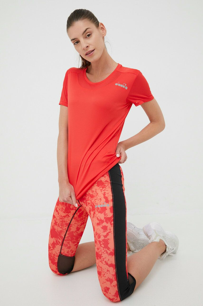 Diadora leggins de alergare Be One femei culoarea portocaliu modelator - Pled.ro