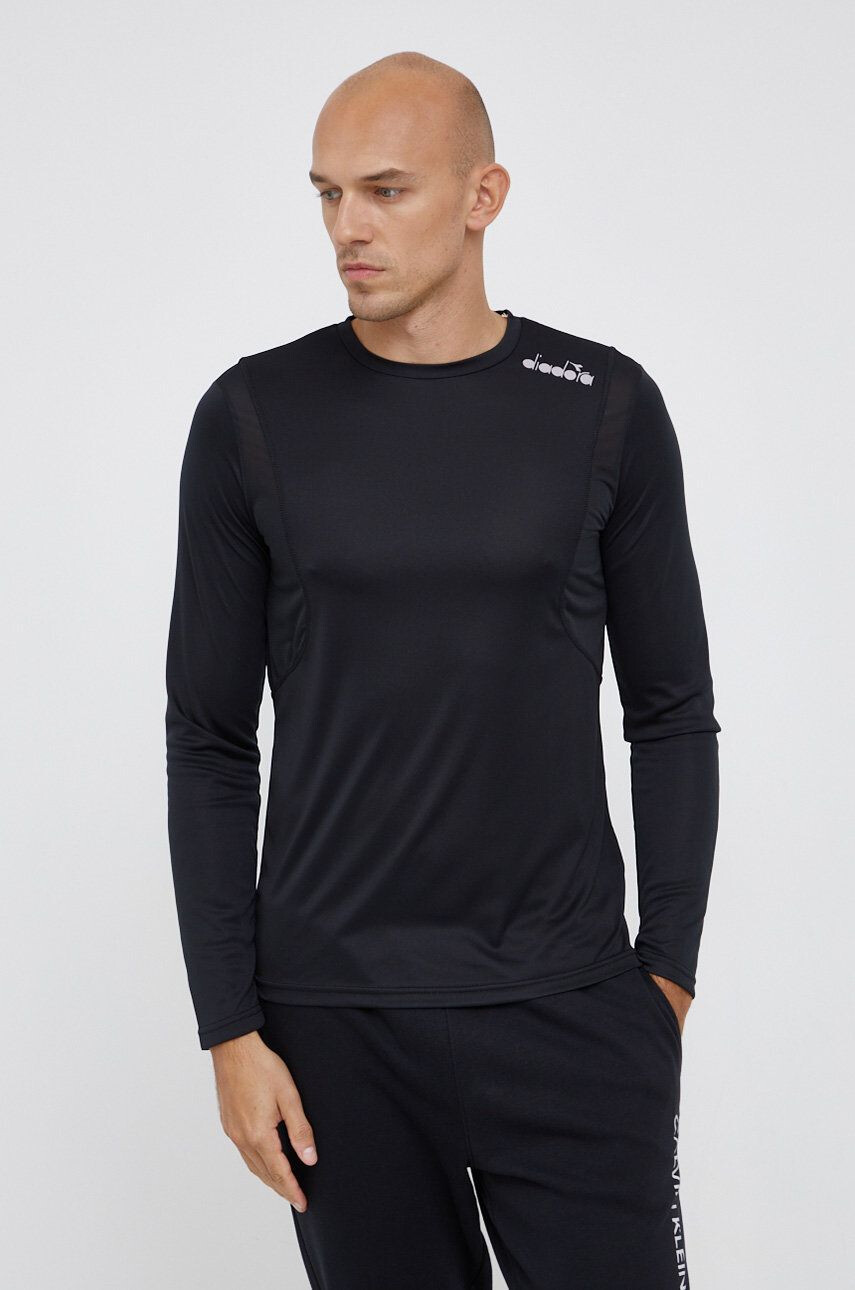 Diadora Longsleeve bărbați culoarea negru material neted - Pled.ro