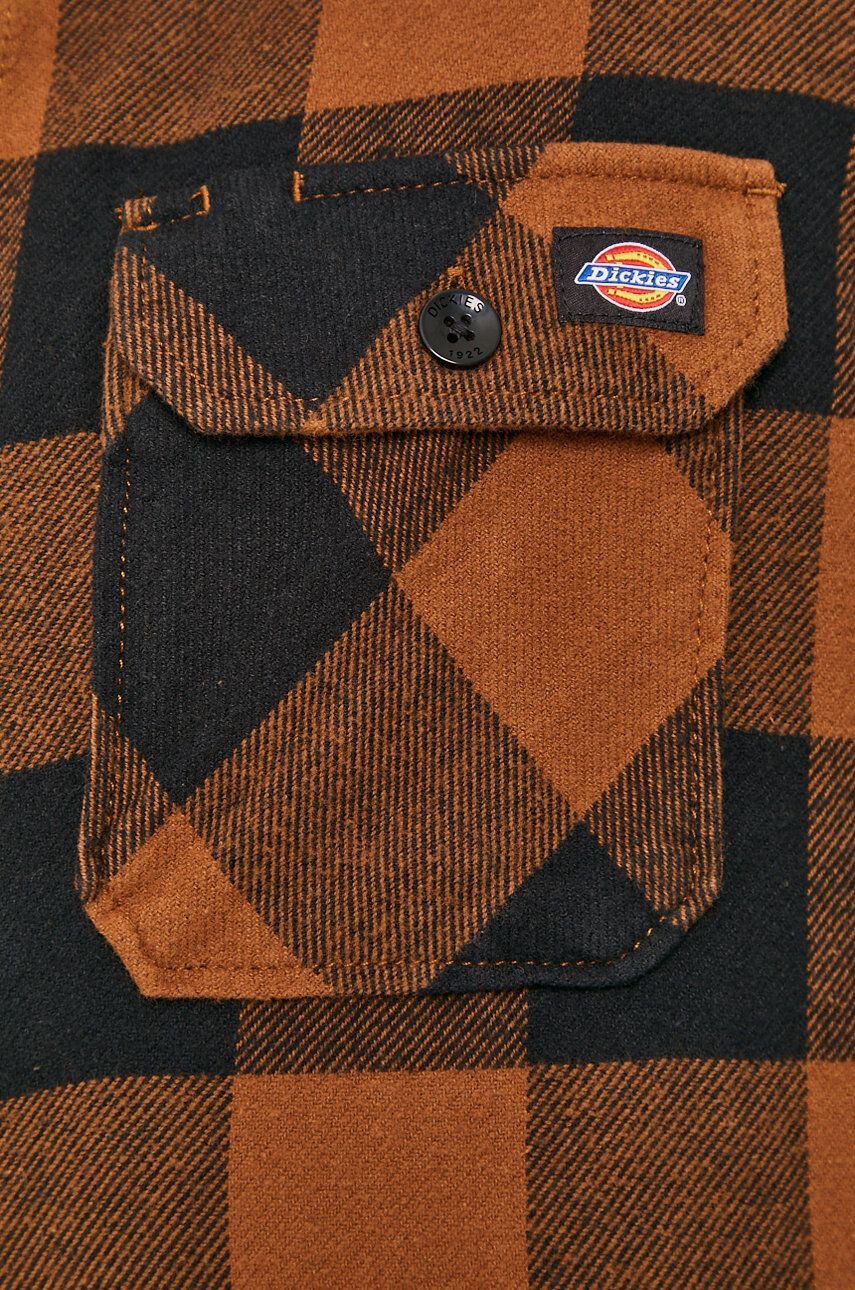 Dickies Cămașă din bumbac bărbați culoarea maro cu guler clasic regular DK0A4XDZBD0-BROWNDUCK - Pled.ro