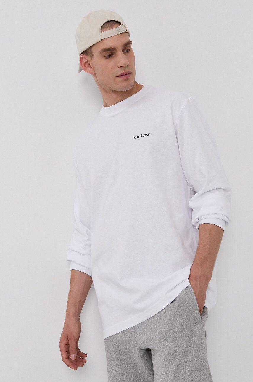 Dickies Longsleeve bărbați culoarea alb material neted - Pled.ro