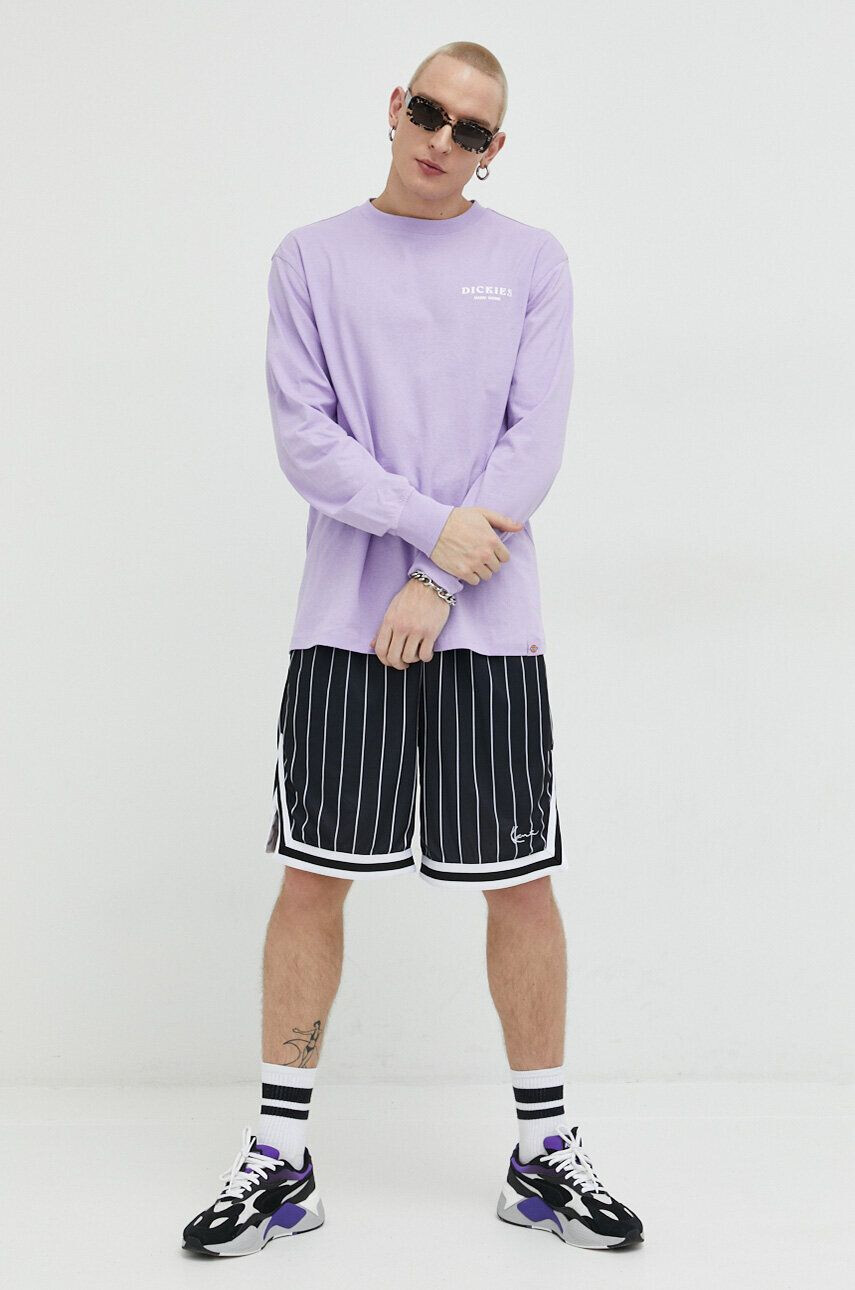 Dickies longsleeve din bumbac culoarea violet cu imprimeu - Pled.ro