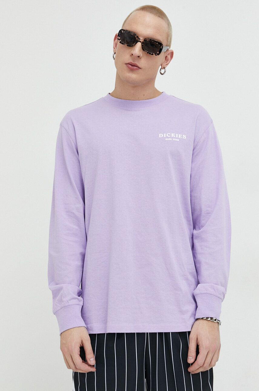 Dickies longsleeve din bumbac culoarea violet cu imprimeu - Pled.ro