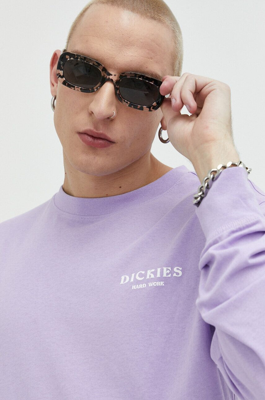 Dickies longsleeve din bumbac culoarea violet cu imprimeu - Pled.ro