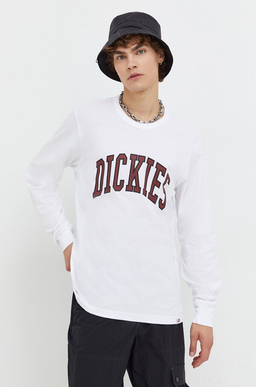 Dickies longsleeve din bumbac culoarea alb cu imprimeu - Pled.ro